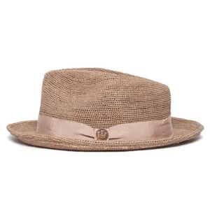 Goorin Bros Tan Fedora Pink Satin Hatband Size L